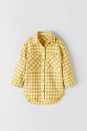 FRINGED HOUNDSTOOTH OVERSHIRT at Zara